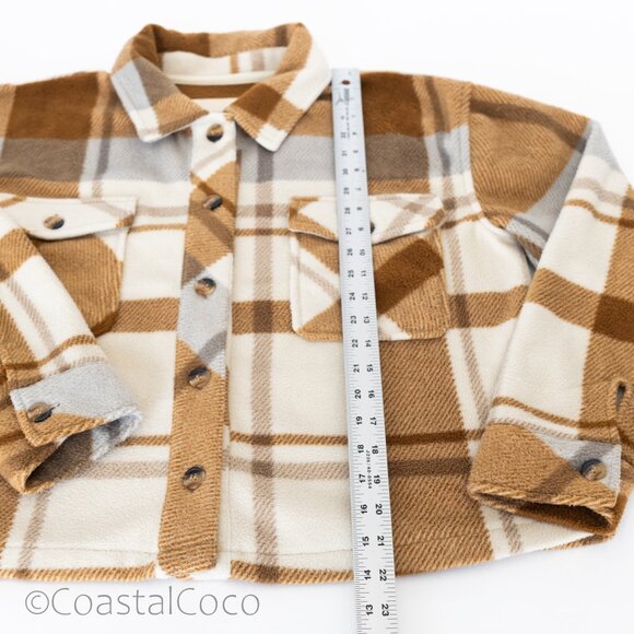 Thread Supply Auria Plaid Fleece Jacket M Oversized Coastal Flannel Scandi - Picture 11 of 15